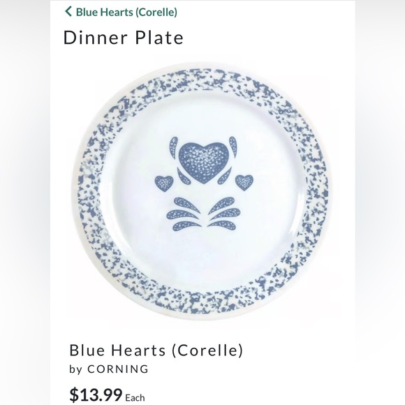Set of 3 Corelle Corning Blue Sponge Heart 10.25” Dinner plates sponge trim - Picture 6 of 6